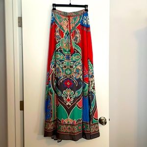 Flying Boho Floral Paisley Rayon Patterned Long Skirt Size Small